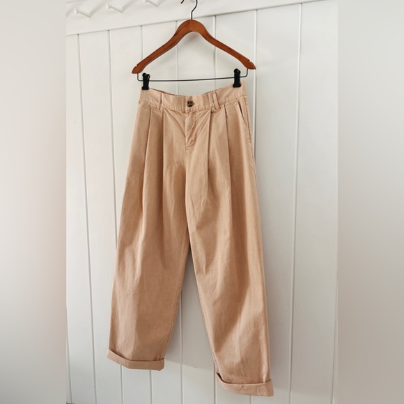 BDG Urban Outfitters NWT Logan Pleated Chino Grandpa Pant Wide Leg Khaki Women S - Picture 2 of 16